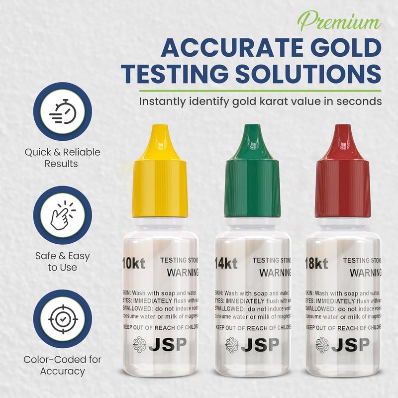 Gemtone Gold Testing Kit 10K 14K 18K Jewelry Test Solutions with Stone & Bamboo Storage Box Detects Real Gold & Precious Metals - Image 3